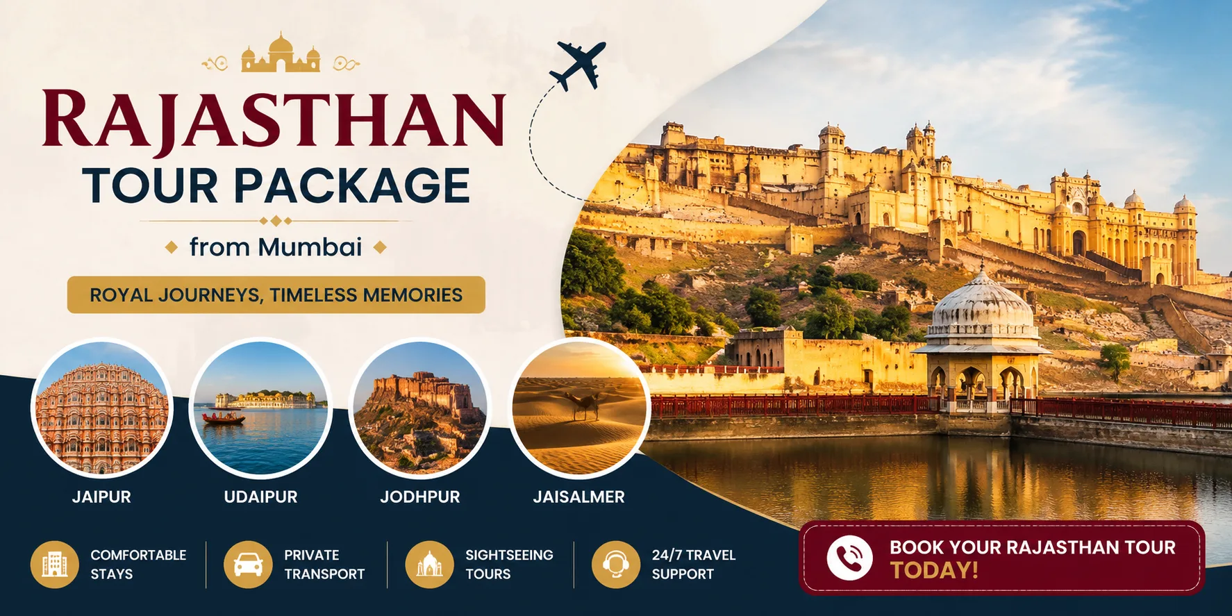 Rajasthan Tour Package from Mumbai with Jaipur, Udaipur, Jodhpur and Jaisalmer sightseeing tour